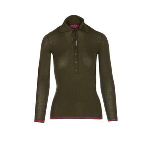 Gucci Women Cashmere And Silk Polo With Web